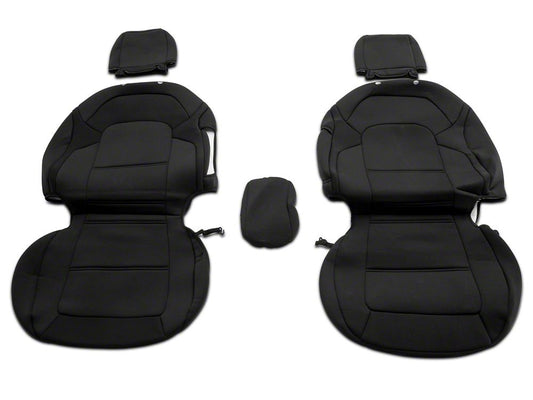 TruShield Neoprene Front and Rear Seat Covers; Black (21-25 Bronco 4-Door w/o Rear Fold Down Cup Holder)
