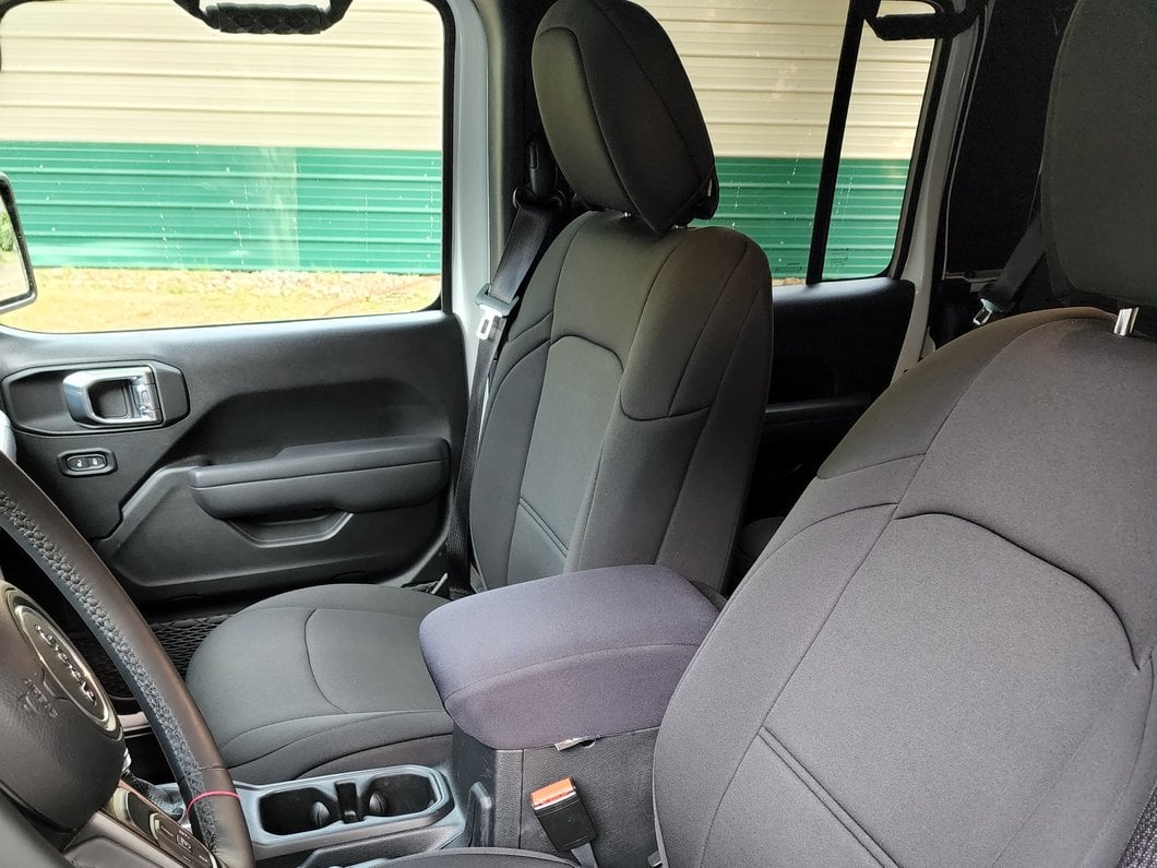 TruShield Neoprene Front and Rear Seat Covers; Black (20-25 Jeep Gladiator JT w/o Rear Cup Holder)