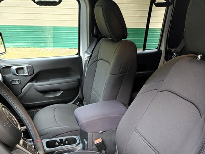TruShield Neoprene Front and Rear Seat Covers; Black (20-25 Jeep Gladiator JT w/o Rear Cup Holder)