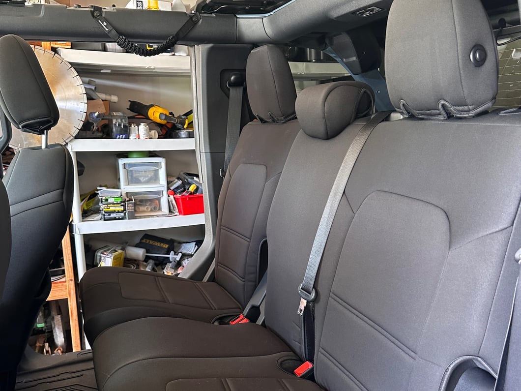 TruShield Neoprene Front and Rear Seat Covers; Black (21-25 Bronco 4-Door w/o Rear Fold Down Cup Holder)