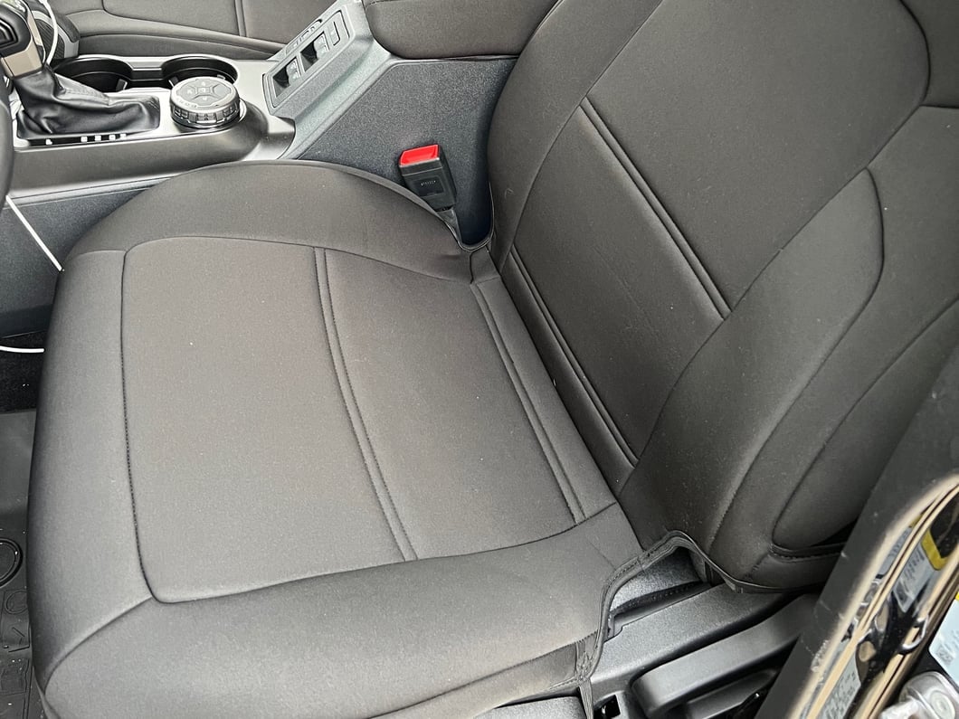 TruShield Neoprene Front and Rear Seat Covers; Black (21-25 Bronco 4-Door w/o Rear Fold Down Cup Holder)