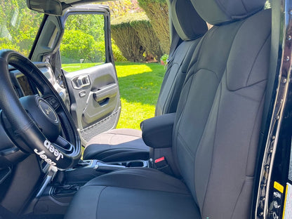TruShield Neoprene Front and Rear Seat Covers; Black (20-25 Jeep Gladiator JT w/o Rear Cup Holder)