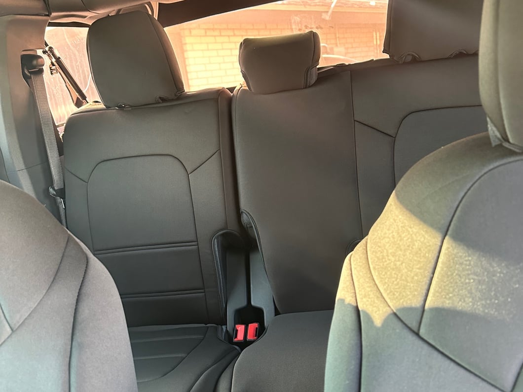 TruShield Neoprene Front and Rear Seat Covers; Black (21-25 Bronco 4-Door w/o Rear Fold Down Cup Holder)