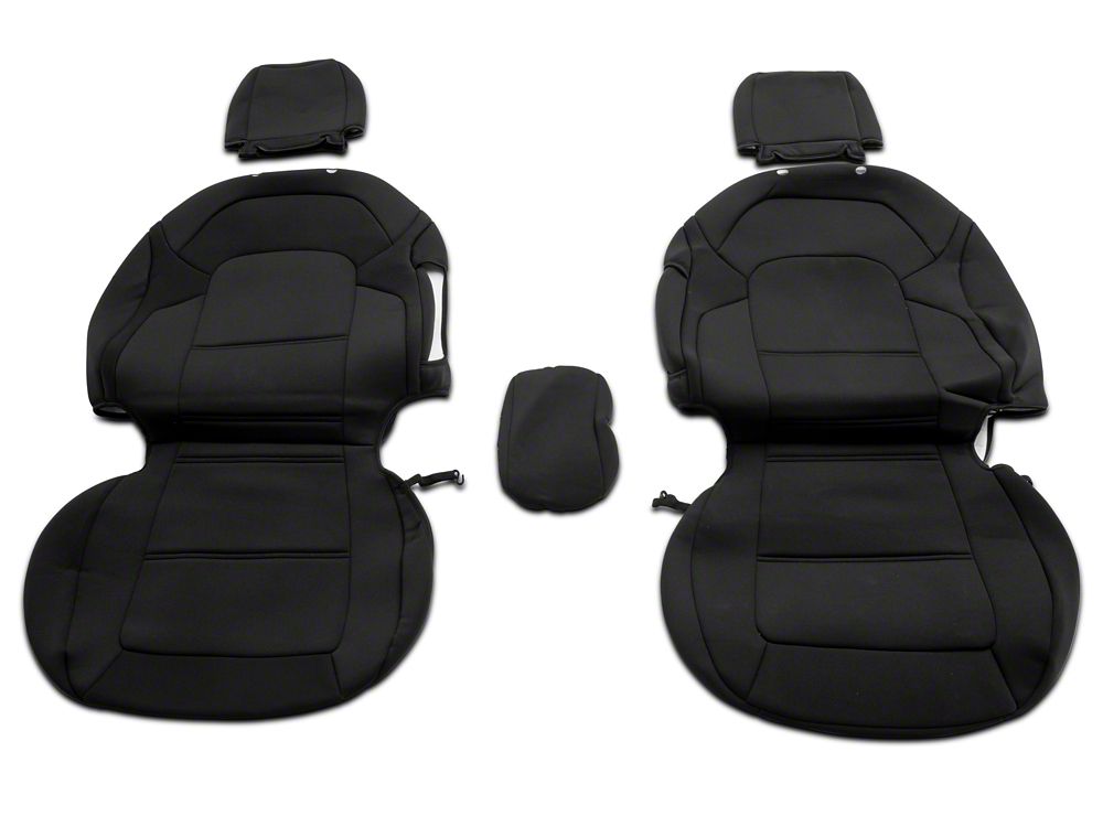 TruShield Neoprene Front and Rear Seat Covers; Black (21-25 Bronco 4-Door w/o Rear Fold Down Cup Holder)
