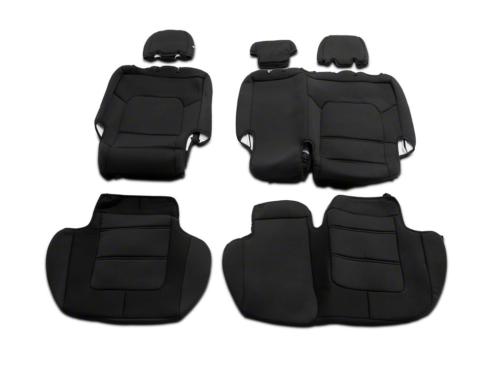 TruShield Neoprene Front and Rear Seat Covers; Black (21-25 Bronco 4-Door w/o Rear Fold Down Cup Holder)
