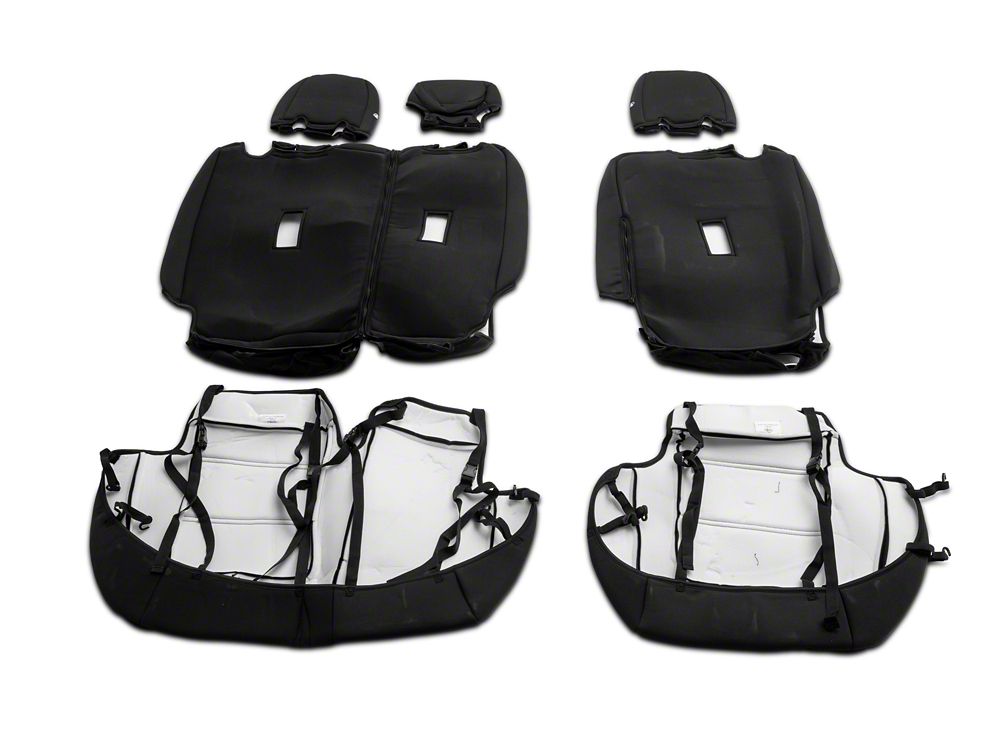 TruShield Neoprene Front and Rear Seat Covers; Black (21-25 Bronco 4-Door w/o Rear Fold Down Cup Holder)