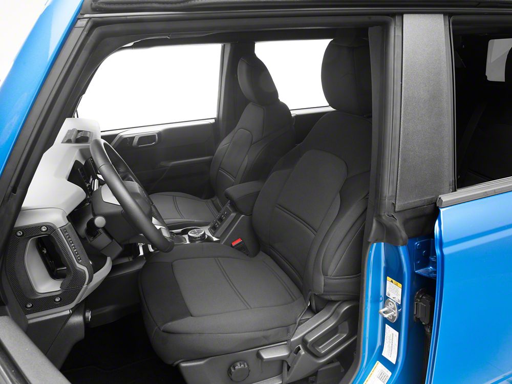 TruShield Neoprene Front and Rear Seat Covers; Black (21-25 Bronco 4-Door w/o Rear Fold Down Cup Holder)