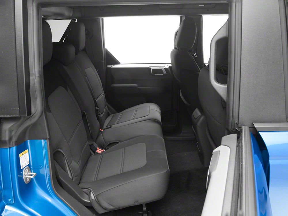 TruShield Neoprene Front and Rear Seat Covers; Black (21-25 Bronco 4-Door w/o Rear Fold Down Cup Holder)