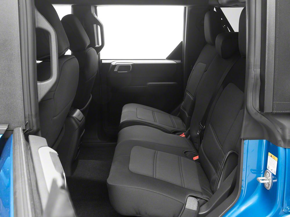 TruShield Neoprene Front and Rear Seat Covers; Black (21-25 Bronco 4-Door w/o Rear Fold Down Cup Holder)