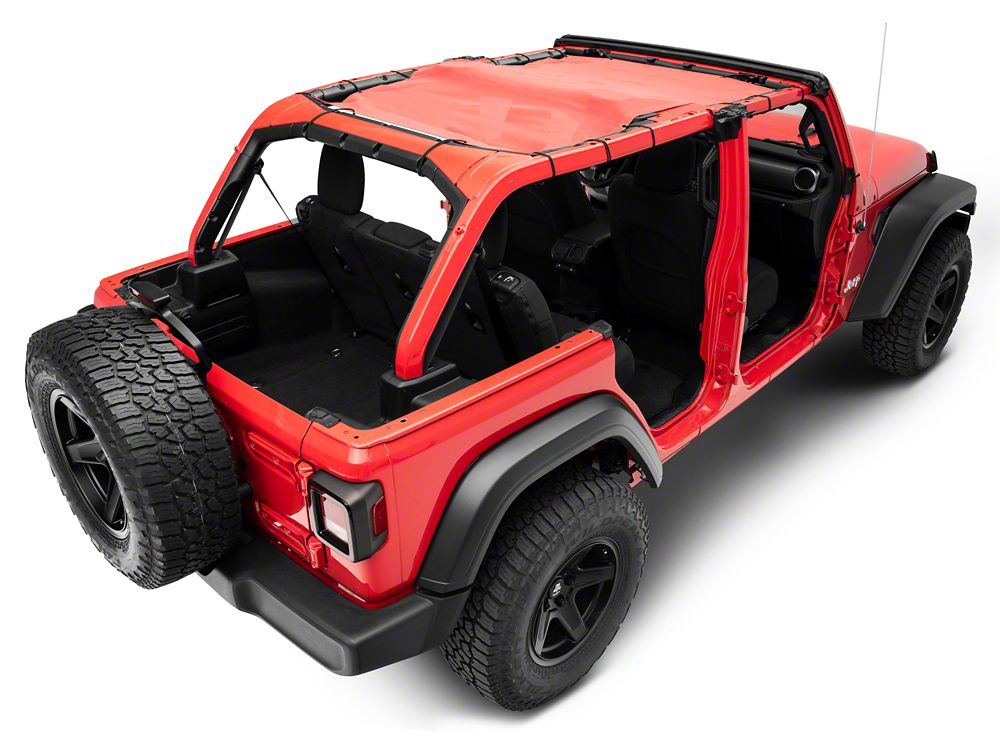 TruShield Full Length Mesh Sun Shade; Red (18-23 Jeep Wrangler JL 4-Door)