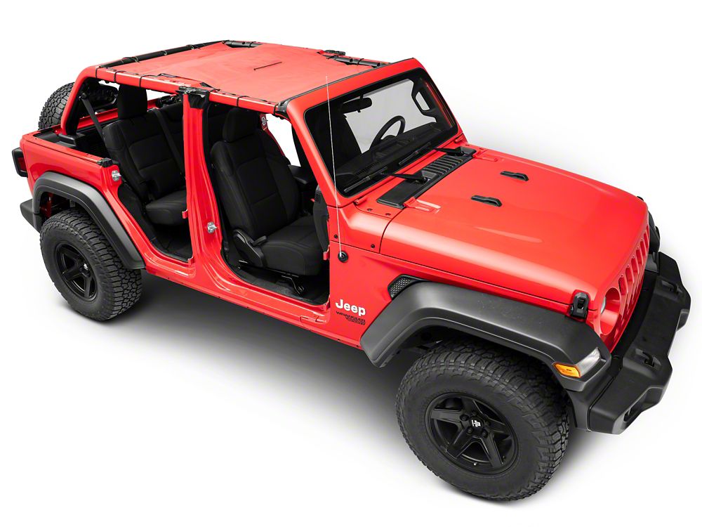 TruShield Full Length Mesh Sun Shade; Red (18-23 Jeep Wrangler JL 4-Door)
