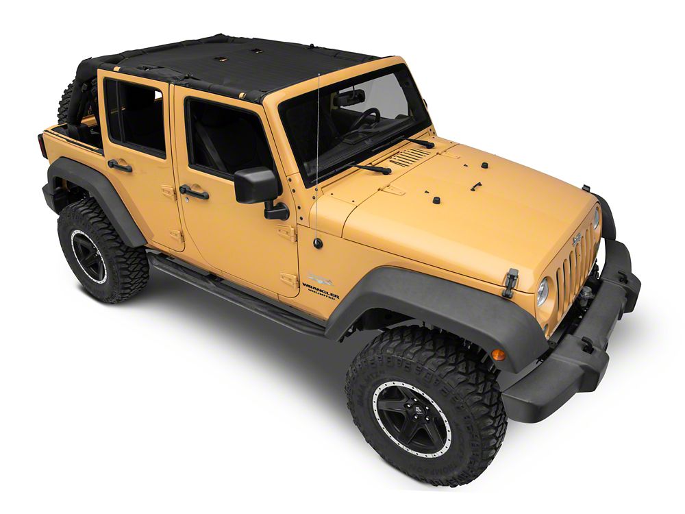 TruShield Mesh Shade Top; Black (07-18 Jeep Wrangler JK 4-Door)