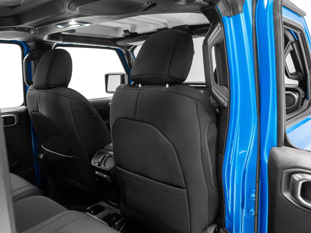 TruShield Neoprene Front and Rear Seat Covers; Black (20-25 Jeep Gladiator JT w/o Rear Cup Holder)