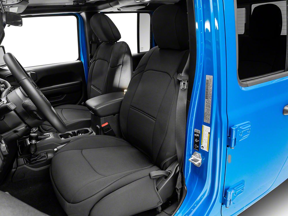 TruShield Neoprene Front and Rear Seat Covers; Black (20-25 Jeep Gladiator JT w/o Rear Cup Holder)