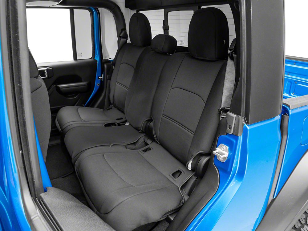 TruShield Neoprene Front and Rear Seat Covers; Black (20-25 Jeep Gladiator JT w/o Rear Cup Holder)