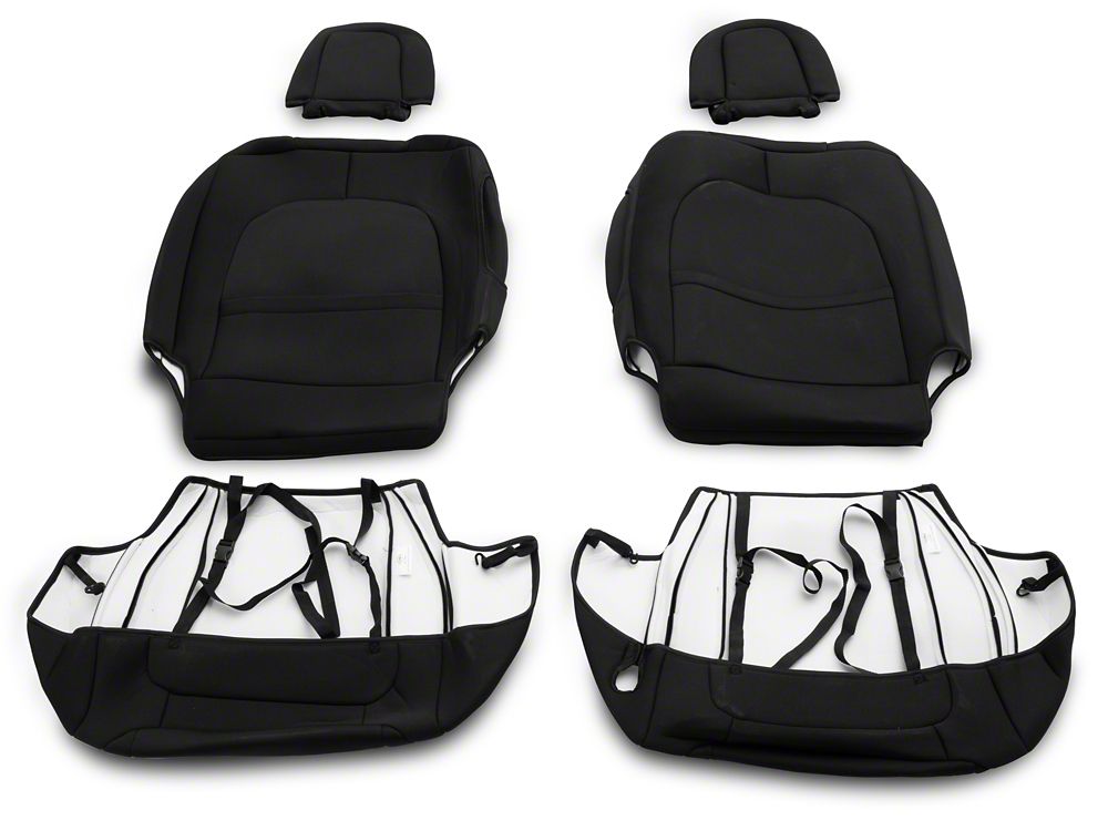 TruShield Neoprene Front and Rear Seat Covers; Black (20-25 Jeep Gladiator JT w/ Rear Cup Holder)