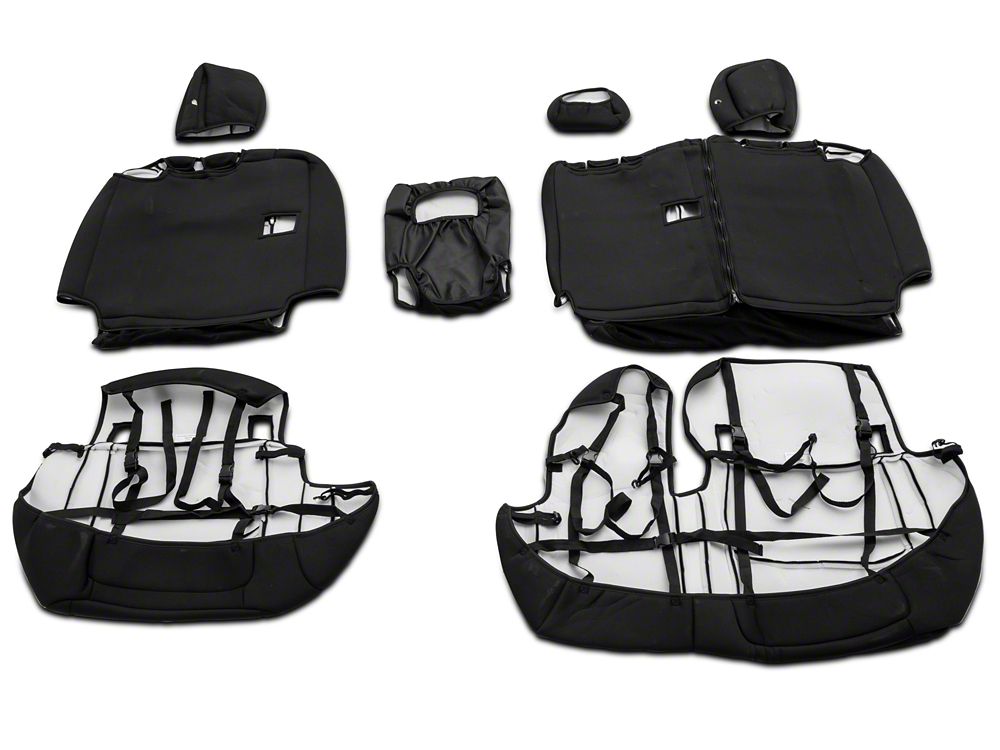 TruShield Neoprene Front and Rear Seat Covers; Black (20-25 Jeep Gladiator JT w/ Rear Cup Holder)